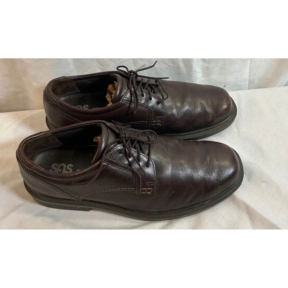 SAS Oxford Shoes 12 N Brown Leather Lace Up Tripad Comfort Mens